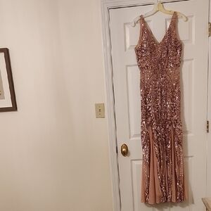 Elegant Sequin Gown in Rose Gold